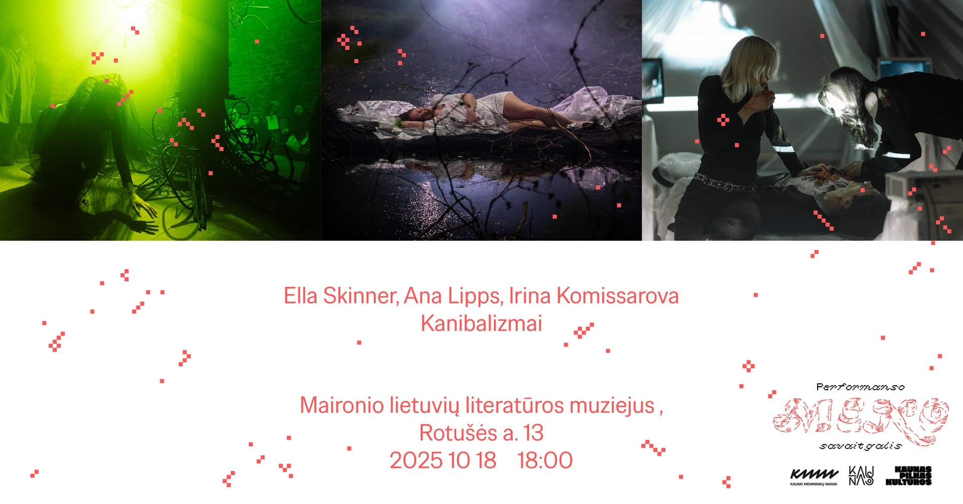 Kanibalizmai | Ella Skinner, Ana Lipps, Irina Komissarova | Performanso meno savaitgalis | Kauno menininkų namai